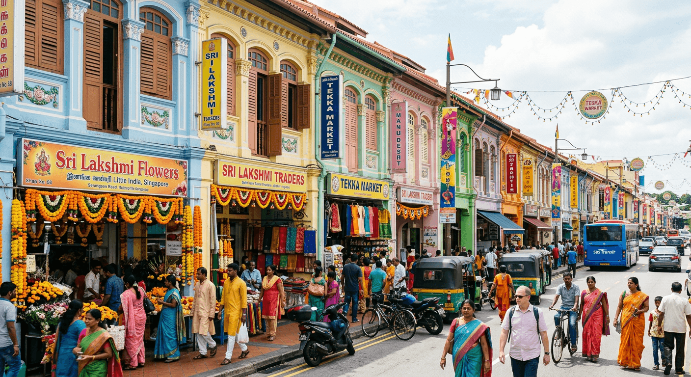Colourful Little India shophouses